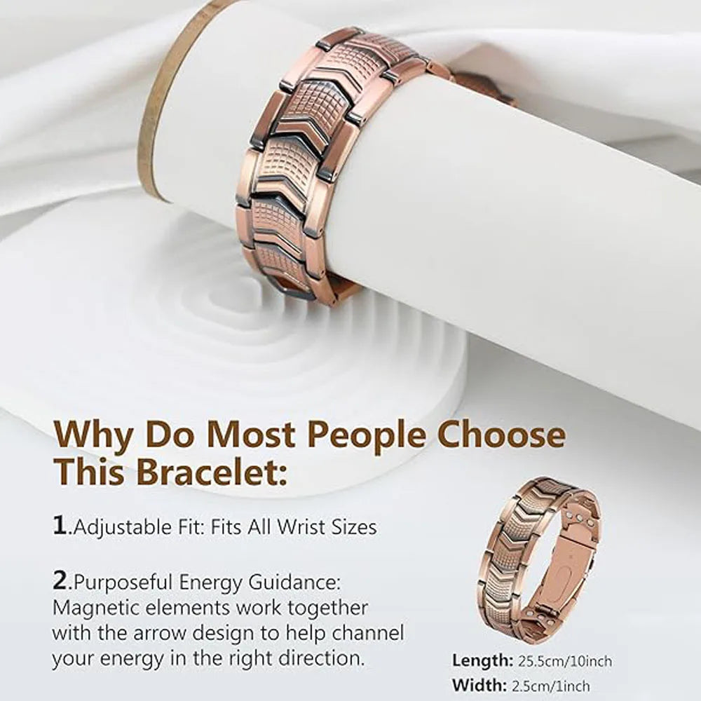 REBEL Men's copper bracelet, powerful magnet, health therapy, geometric shape stainless steel, fashionable anniversary edition