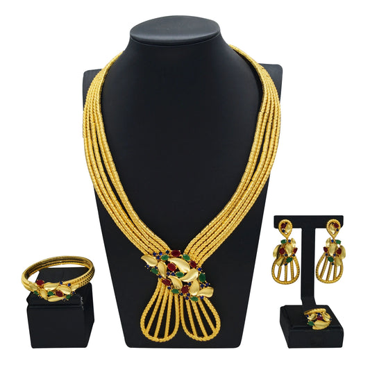 Zhuerrui New Design Sense Jewelry Set American High-end Diamond Series Ladies Classic Inheritance Wedding Four SetsHZ24748