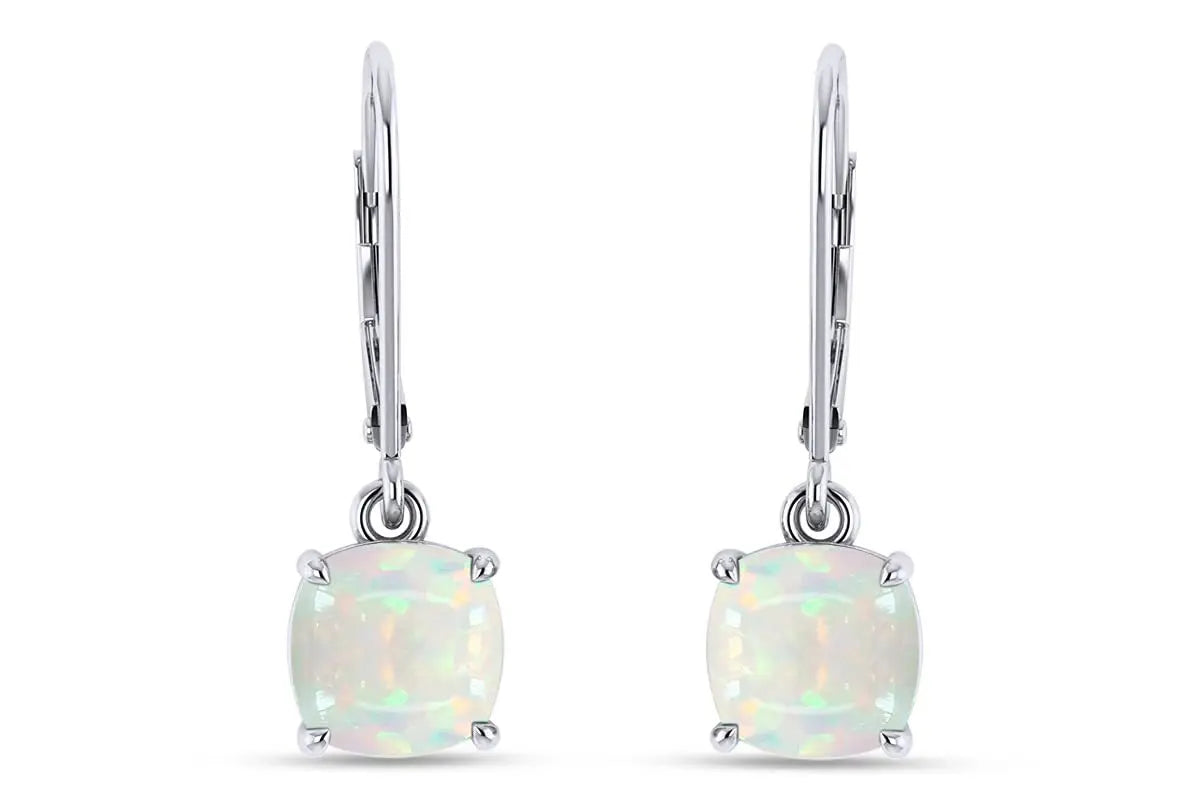 Bestselling Brass Rose Gold Square Opal Silver Plated Pendant Earrings Bohemian Christian Style Dainty Single Stone Gift