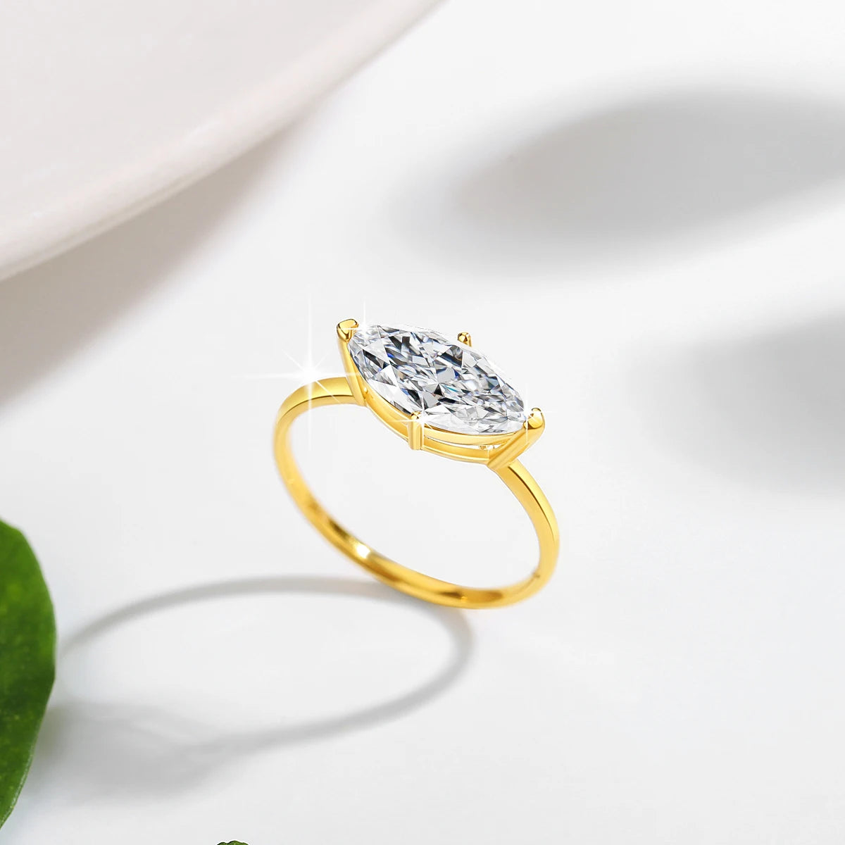 Gioiellieri Luxury Engagement Jewelry 6x12mm 2ct Marquise Cut Moissanite Hollow 14k Ring Women's Gold