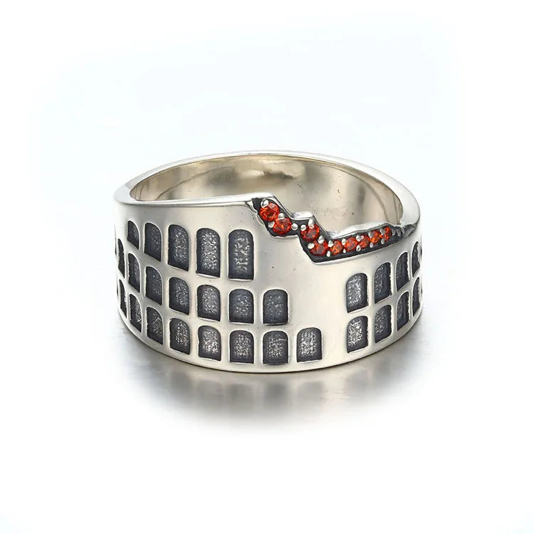 Factory Direct Multi- Color Red Zircon Oxide 925 Silver Ring Jewelry Design Colosseum Ring for Girls