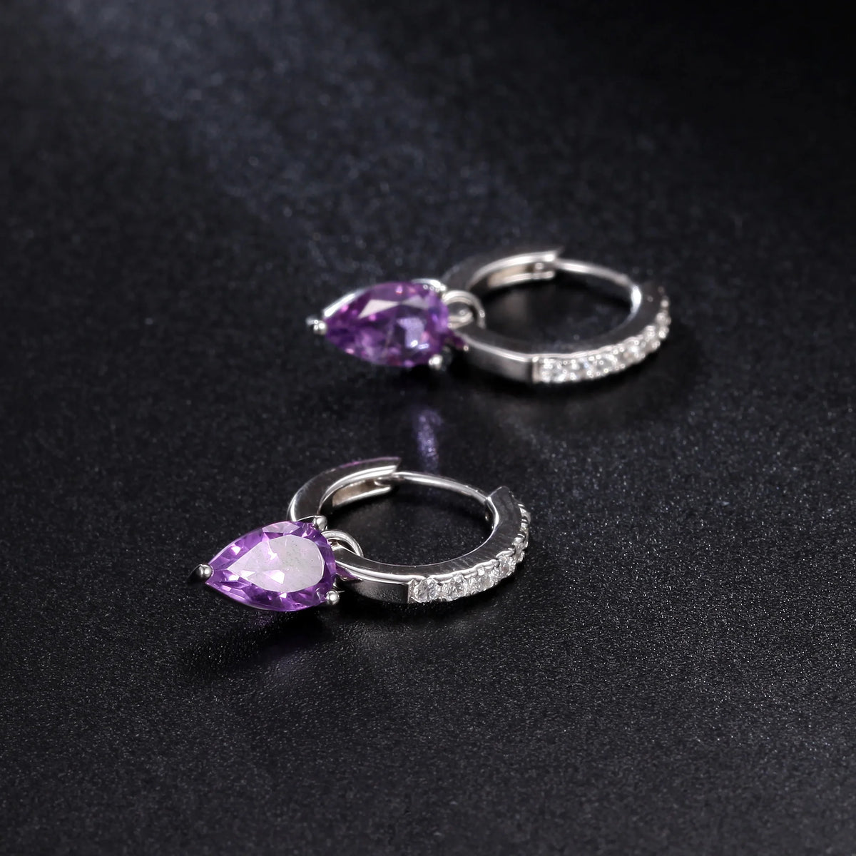 ArtistA Abiding Natural Amethyst Gemstone 925 Sterling Silver Hoop Earrings Jewelry for Women Bridal