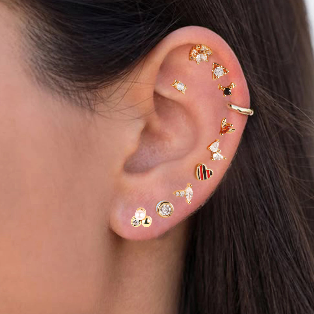 S&S Stainless Steel Gold Flat Back Labret Stud | Zircon | 10 Designs
