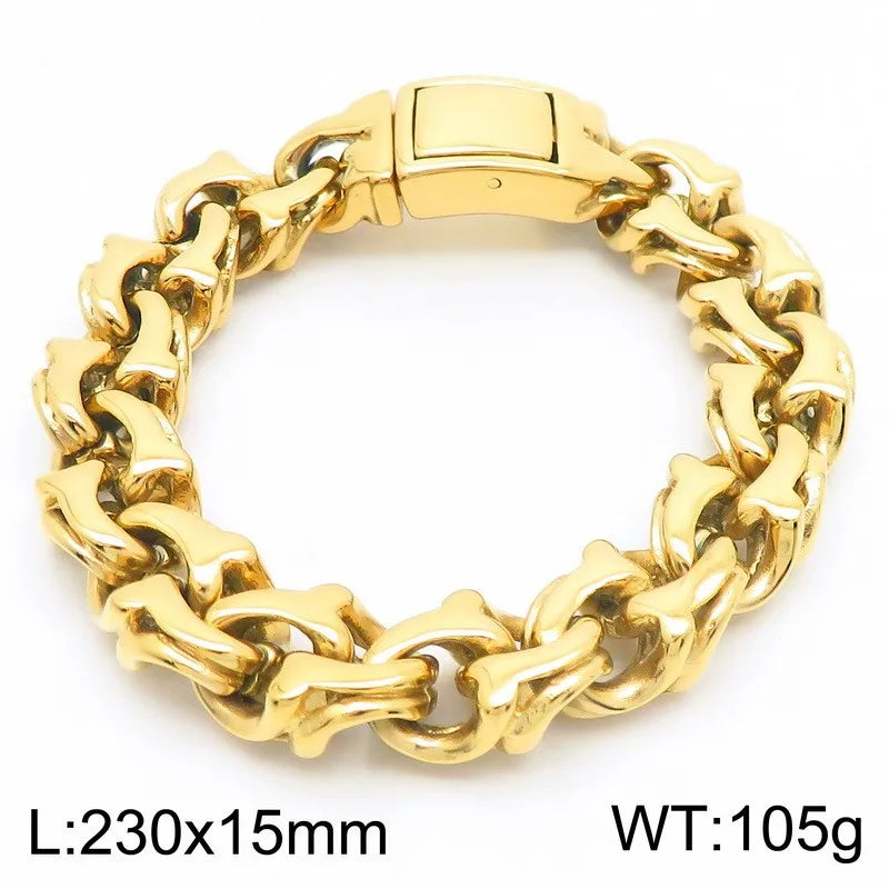 KALEN Men Vintage Matte/Polished 230mm Stainless Steel Avant-Garde Links Bracelet