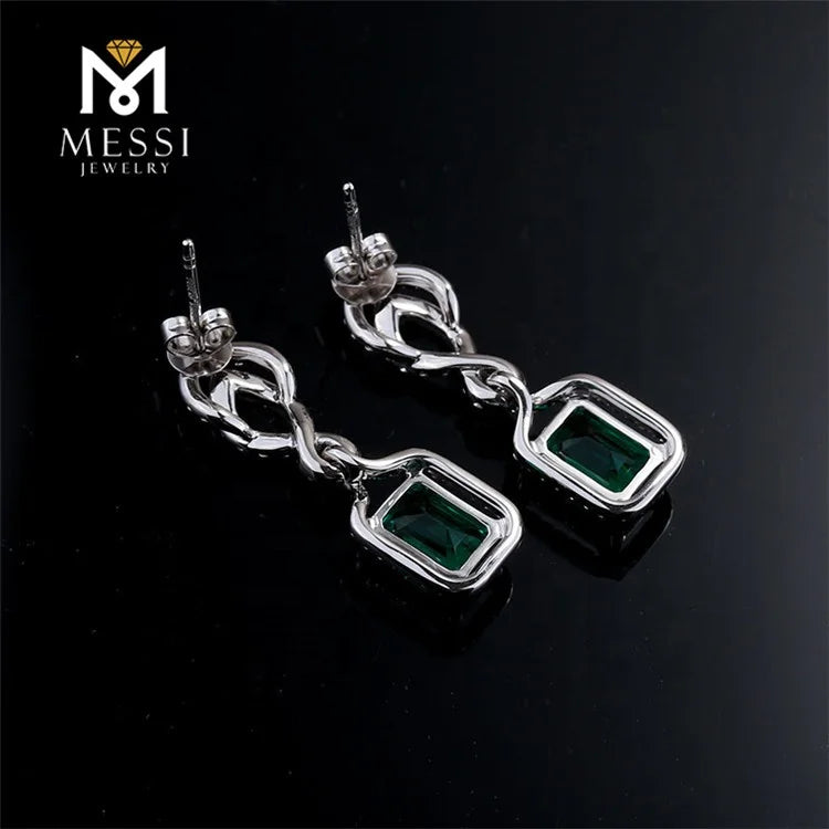 Gemfiori Messi Jewelry Vintage 14k 18k Gold Jewelry Earring Women Earring Long Pendant Emerald Drop Earings
