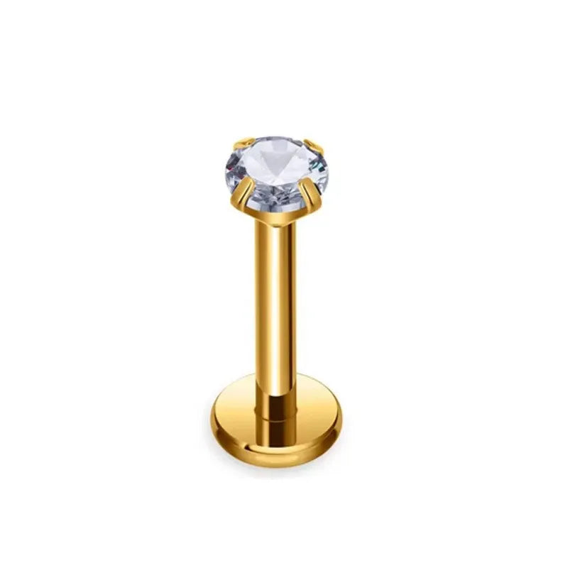 S&S ASTM F136 Titanium Opal Labret Stud | Silver | 1.2×8mm