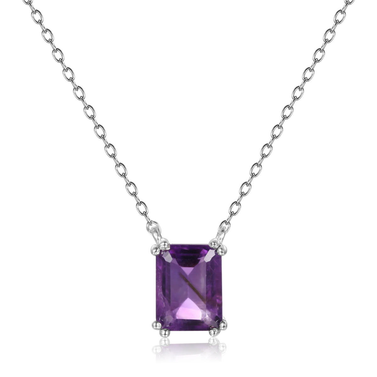 ArtistA Amethyst Necklace Fancy Cut Octagon Shape Gem Stone Minimalist 3 Year Plating Last 925 Sterling Silver Jewelry Necklaces