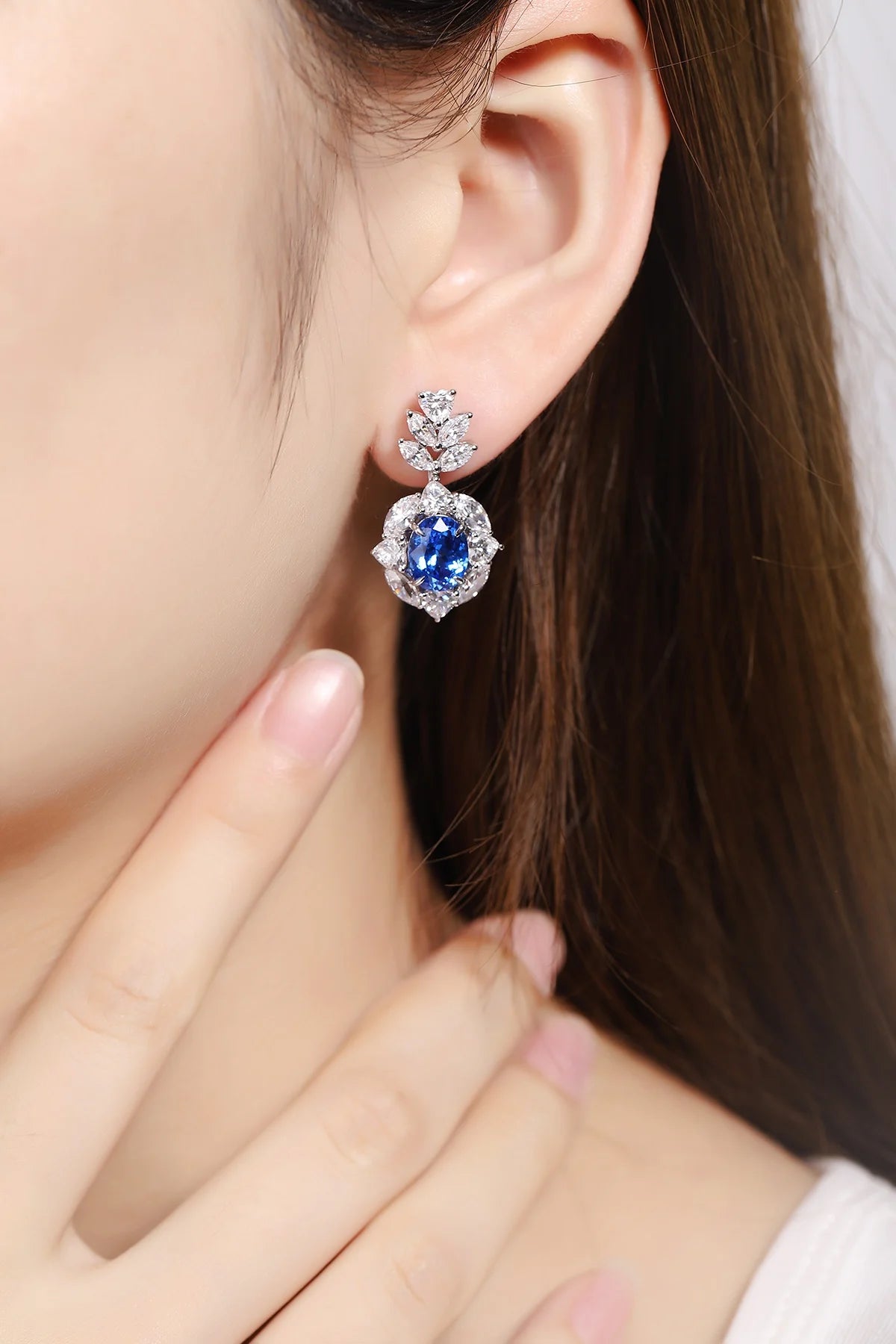 Gemfiori Anster High Quality S925 Lab Grown Sapphire Earring Stud Dainty Gemstone Stud Earrings for Women Daily Wear Gift