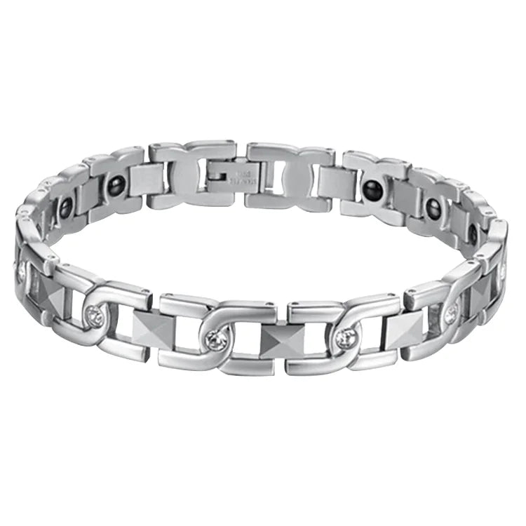 REBEL FASHIONISTA Men's Trendy Luxury Bracelet Stainless Steel Magnetic Energy Gold Cute Pearl for Anniversary Occasions Children's