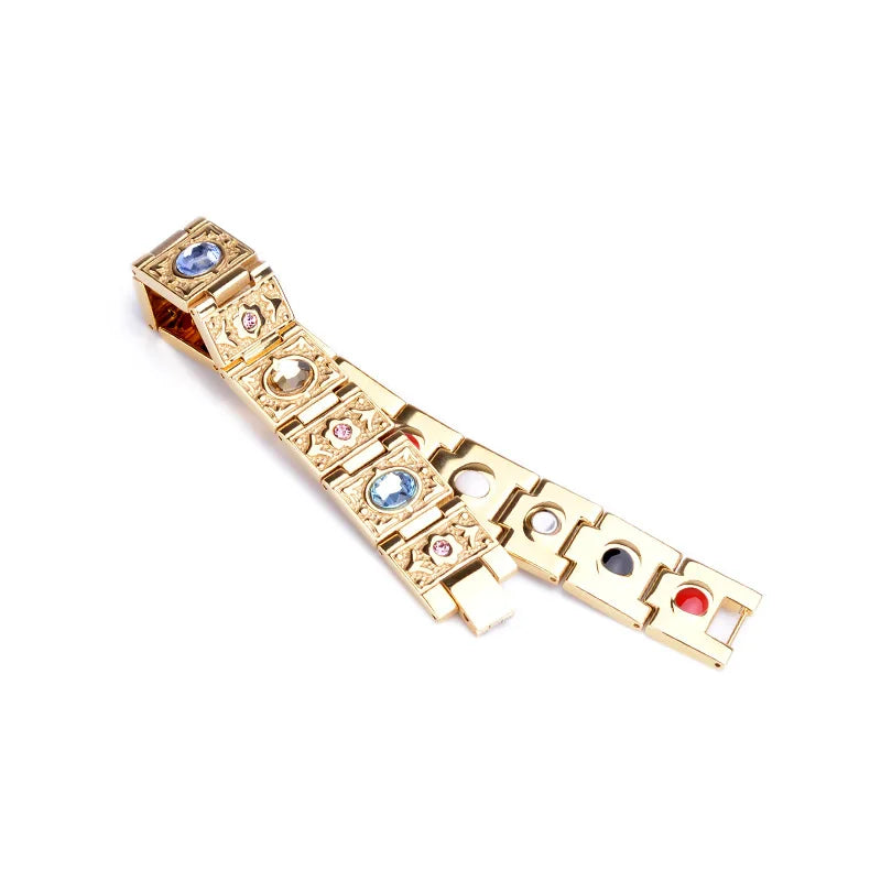 Stainless Steel Germanium Magnet 4-in-1 Energy Bracelet Men's Colored Diamond Titanium Steel Health Bracelet