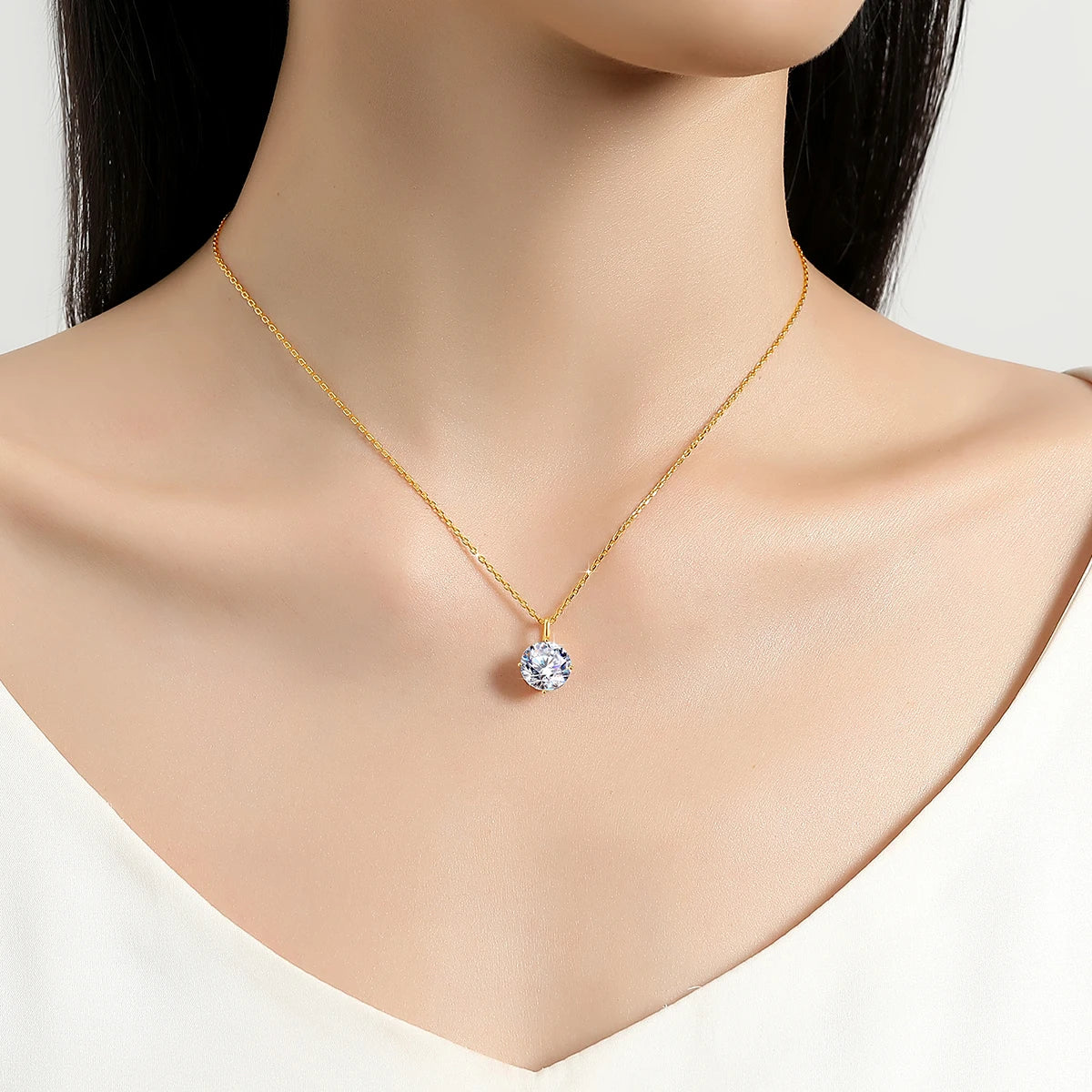Gioiellieri Fine Jewelry Supplier Woman Wedding New Year Gift 1ct 2ct 3ct Moissanite Hard Hollow 14K Gold Classic 4 Prong Pendant