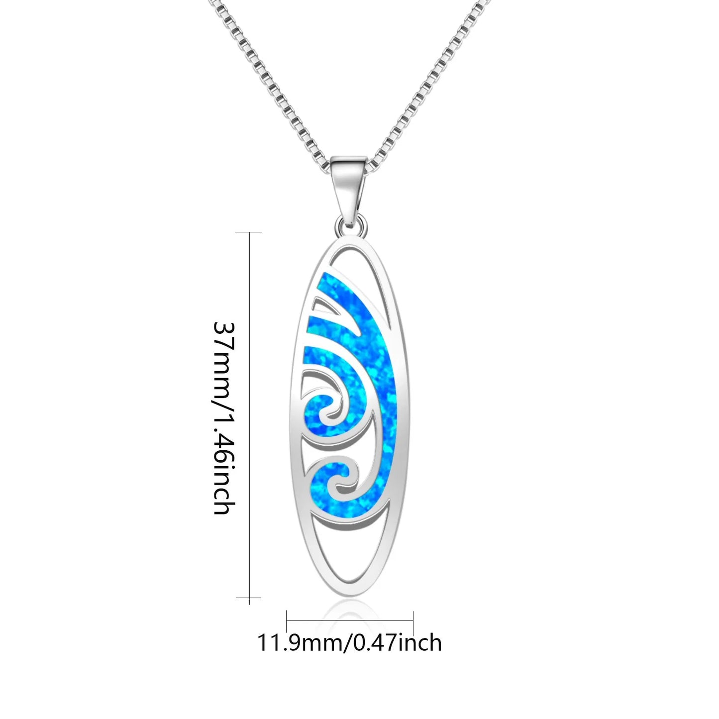 TikTok Viral Wave Opal Copper Box Chain Christian Lariat Necklace | Blue Ocean-Inspired Jewelry-Ins Trendy Bulk Supply
