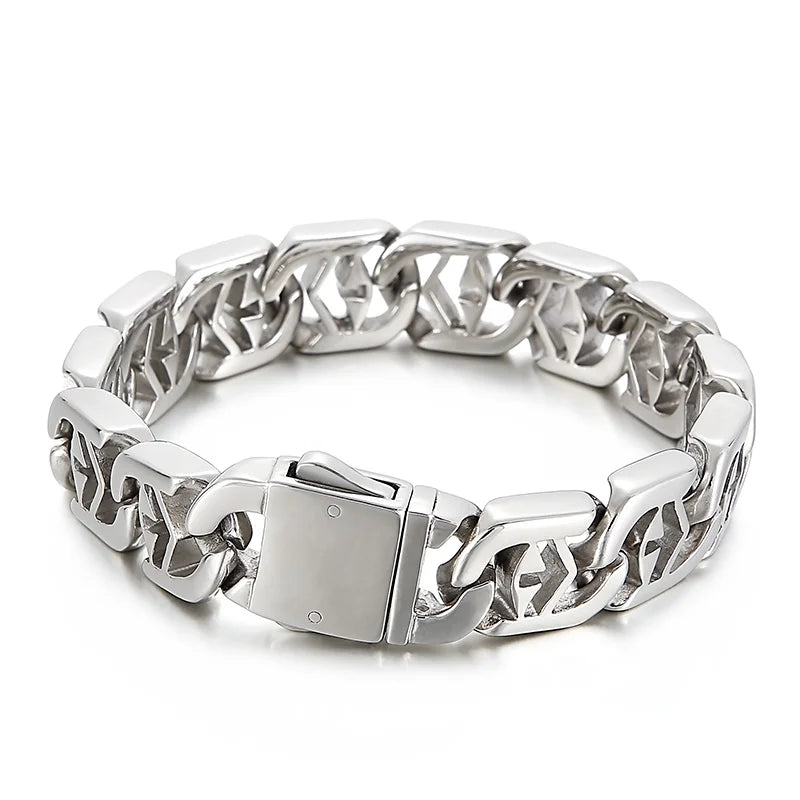 KALEN Vintage Men Stainless Steel Fashion Jewelry Bracelets Christian Cuban Link Chain Bracelet