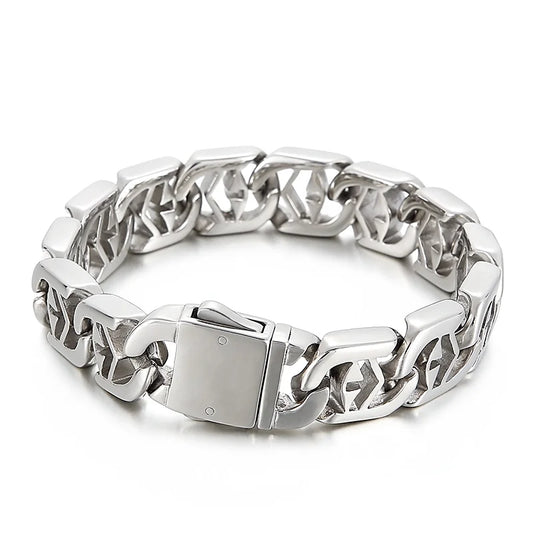KALEN Vintage Men Stainless Steel Fashion Jewelry Bracelets Christian Cuban Link Chain Bracelet