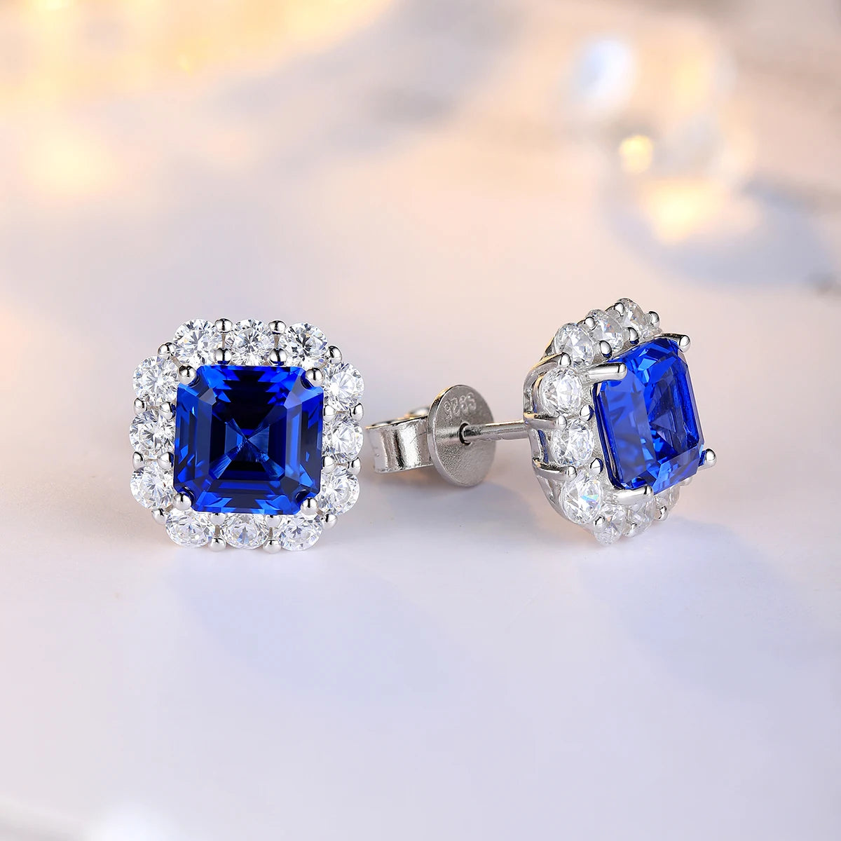 ArtistA Luxury Fancy Design Halo Earring Women Jewelry Lab Gemstone Classic S925 Silver Women Birthday Gift Classic Earring Stud Set