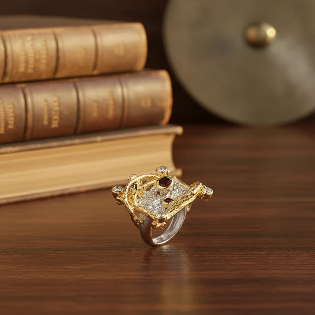 New Design Italian 925 Sterling Silver Finger Ring with Gold Rhodium Plated