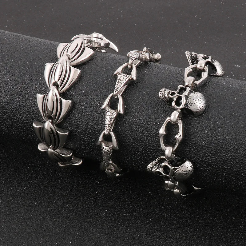 REBEL Brand Unique Stainless Steel Hand Bike Chain Bracelet Jewelry For Men