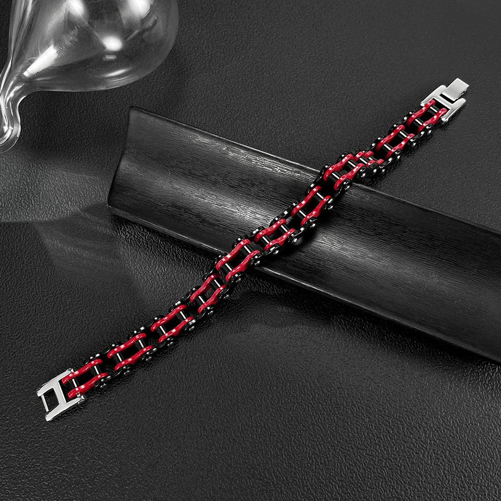 Fashion Simple Hip-Hop Style Men's Classic Men's Stainless Steel Heavy Motorcycle Bicycle Chain Link Bracelet Wholesale