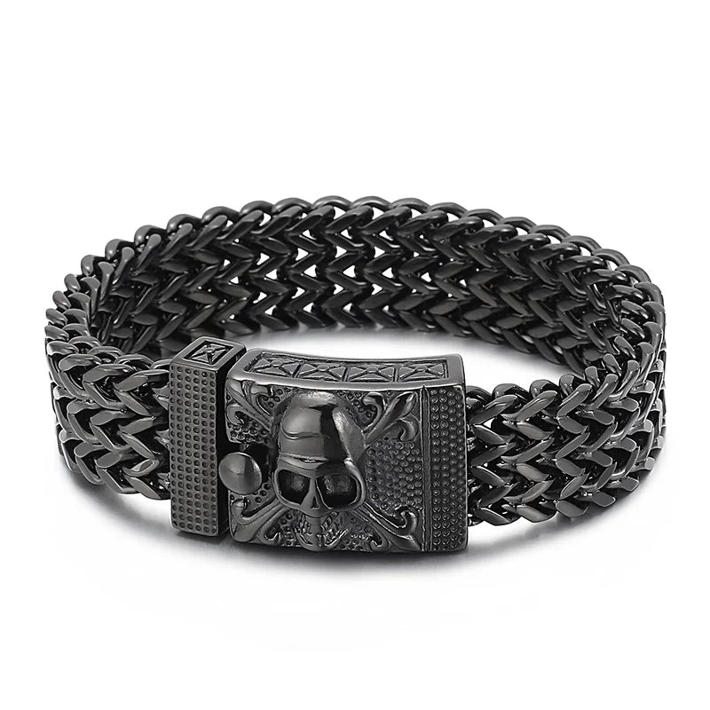 KALEN Punk Jewelry Stainless Steel Fashion Bracelets Skull Charm Bracelet Bangle for Men