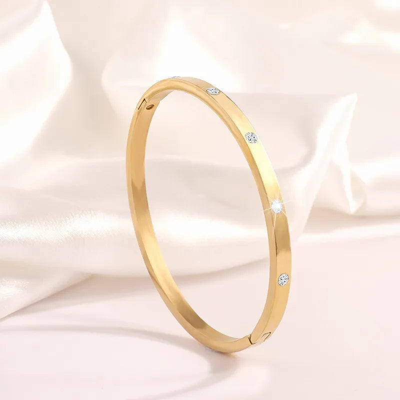 REBEL Stainless Inoxydable Stainless Steel 18K Gold Plated Roman Women Fashion Jewelry Bracelets Bangles