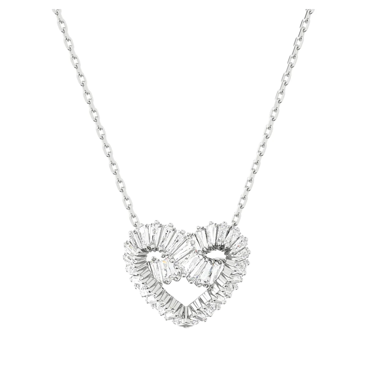 S&S Dainty Love Heart Pendant Necklace, Cubic Zirconia Key Interlocking Necklace Romantic Gift for Her