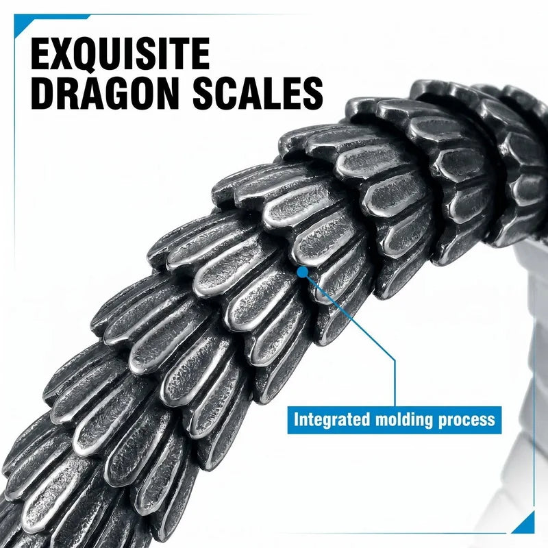 REBEL Custom Black Titanium Stainless Steel Dragon Bracelet Animal Zodiac Sign