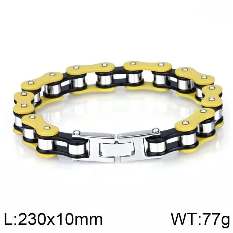 REBEL GOLDIX Men's Stainless Steel Biker Chain Bracelet Hip Hop Bicycle Bracelet Punk Rock Style Butterfly Shape Fashion Buddhism