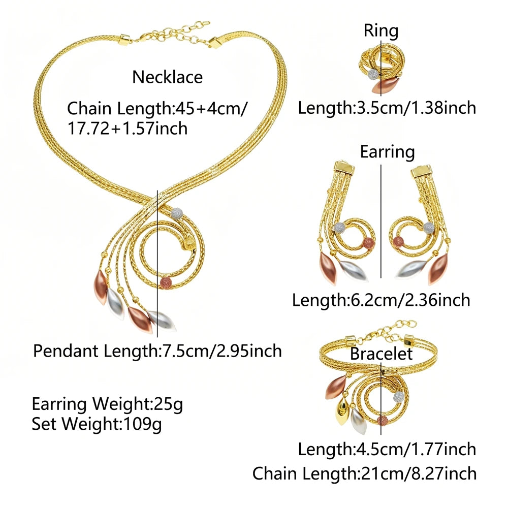 Italian Jewelry Set Alloy Brazilian Jewelry Sets Wedding Party Pendant Necklace Bracelet Ring Earrings Jewelry Set  HS2603525