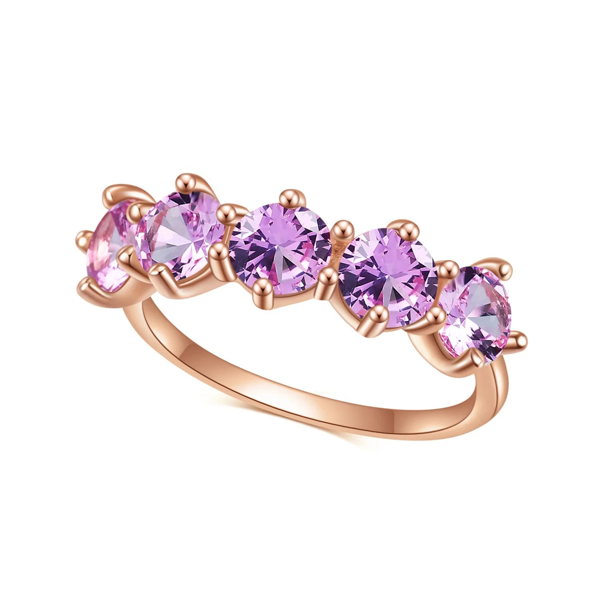 Gemfiori Abiding Delicate Trendy Women Jewelry Sterling Silver 925 Rose Gold Plated Ring Lab Grown Pink Sapphire Gemstone Rings