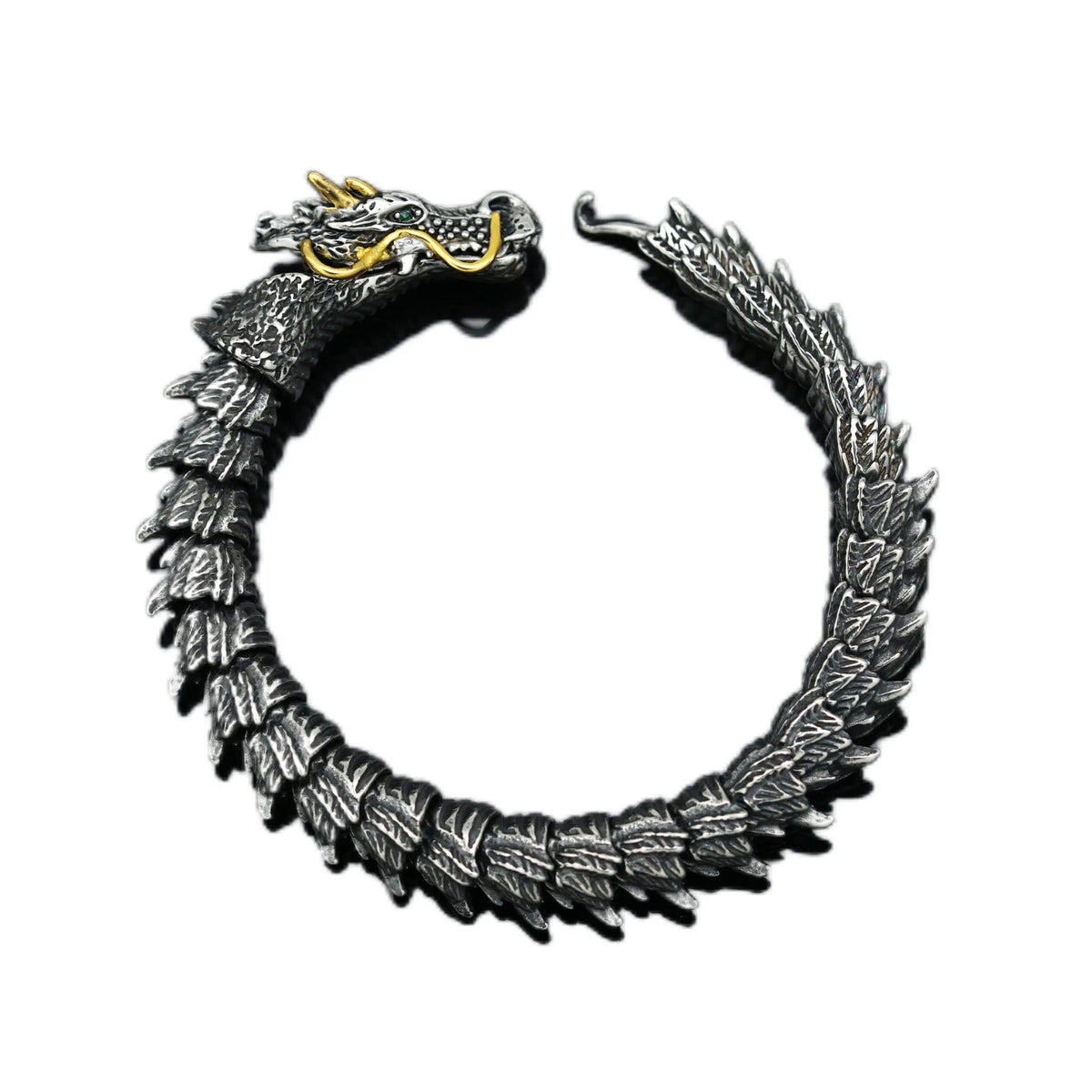 REBEL Bulk Order Stainless Steel Punk Style Vintage Antiquated Dragon Bracelet for Men Custom Packaging