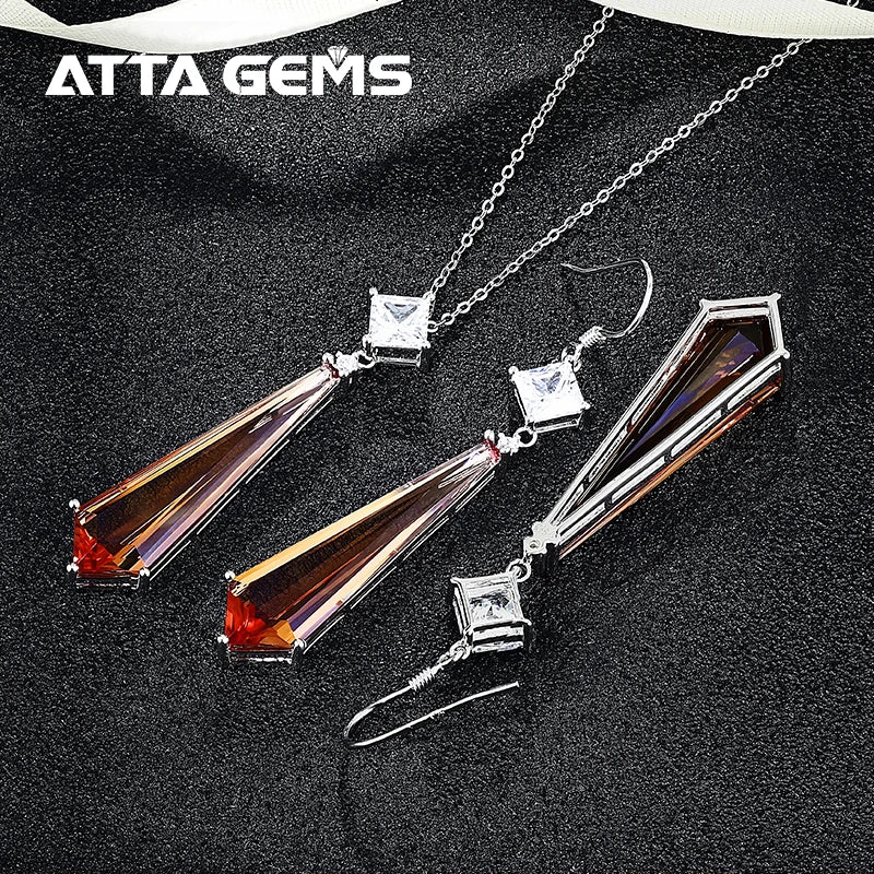 Color Change Zultanit Jewelry Sets 925 Sterling Silver Created Diaspore Pendant Earring Gemstone Jewelry for Women's Luxury