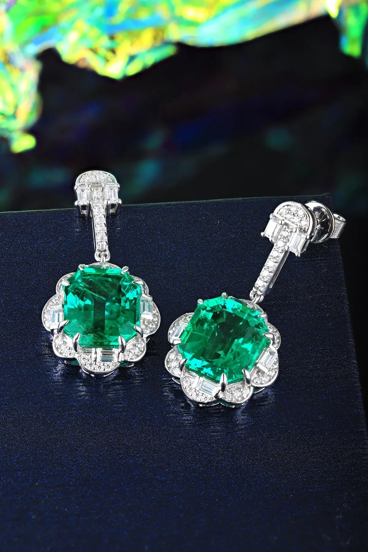 Gemfiori Anster High Quality S925 Lab Grown Emerald Earring Stud Dainty Gemstone Stud Earrings for Women Daily Wear Gift