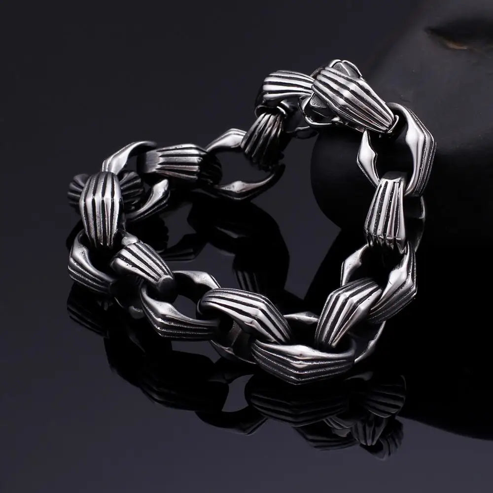KALEN Punk 22cm Link Chain Stainless Steel  Bracelets for Men