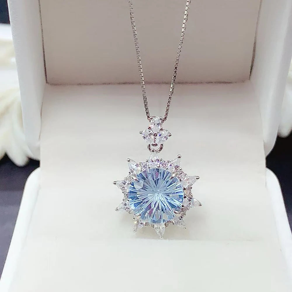 Gioiellieri Modern Minimalist 925 Sterling Silver Rhodium Plated Luxury Solitaire Fireworks Cutting Natural Crystal Pendant Necklace for