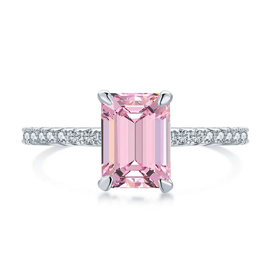 SILVERELLI Cherry Blossom High Carbon Diamond Ring | 925 Sterling Silver | Platinum Plated