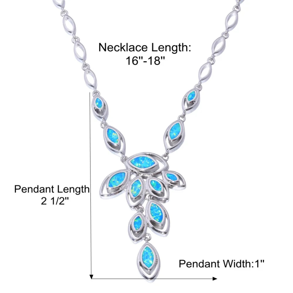 Aobao Silver Plated Copper Alloy Opal Feather Lariat Necklace Minimalist Design for Anniversary & Party Occasions