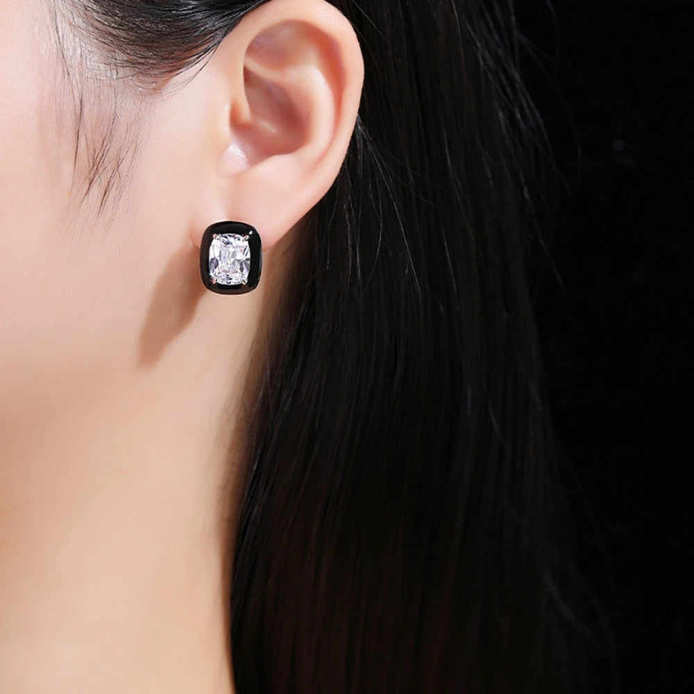 MUSHAN Jewelry Factory 925 Silver Stud Earrings With Light Luxury and High End Feel Niche High Carbon Diamond Jewelry for Women