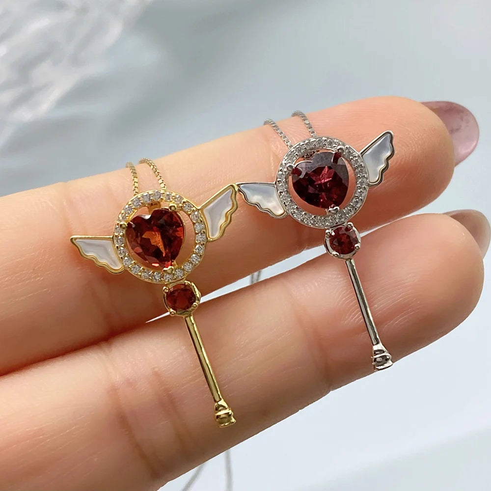 Gioiellieri Garnet Pendant with Natural Red Gemstone for Women S925 Sterling Silver Necklace Fine Jewelry Anniversary Birthday Gift for Her