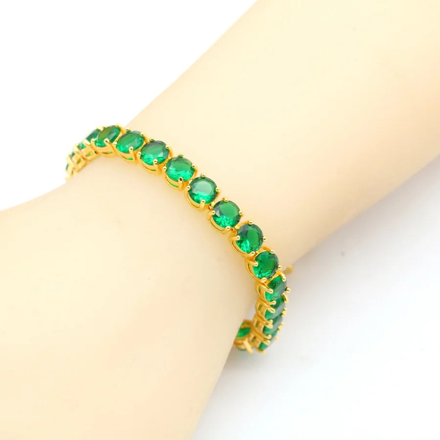 XOTICA 2023 New Band Green Cubic Zirconia Jewellery Sets for Women With Bracelet Earrings Open Ring Pendent Necklace Set