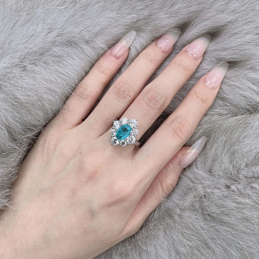 MuShan Jewelry Factory 2026 New Geometry Shaped 6*9 Platinum Plated Women's Ring Luxury Style S925 Wedding Anniversary Party
