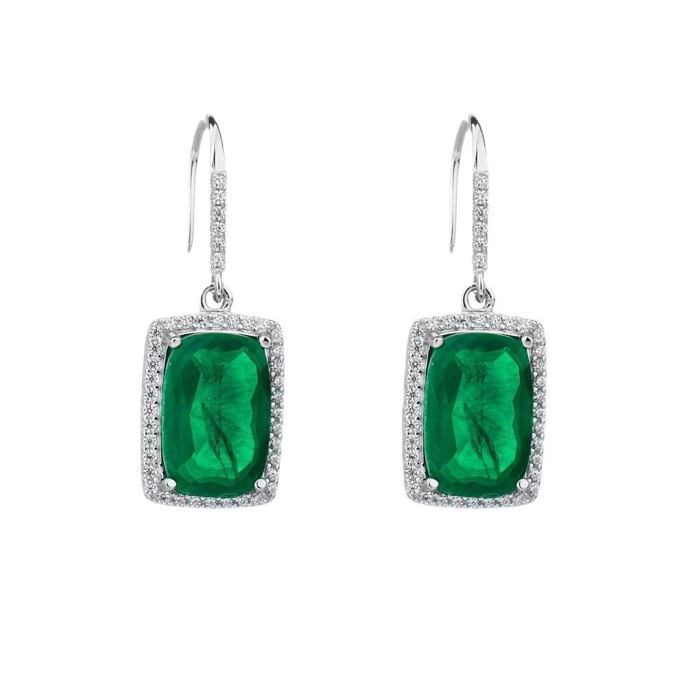 MUSHAN Jewelry Factory 925 Sterling Silver Earrings Women Emeralds Set With High Carbon Diamonds Light Luxury