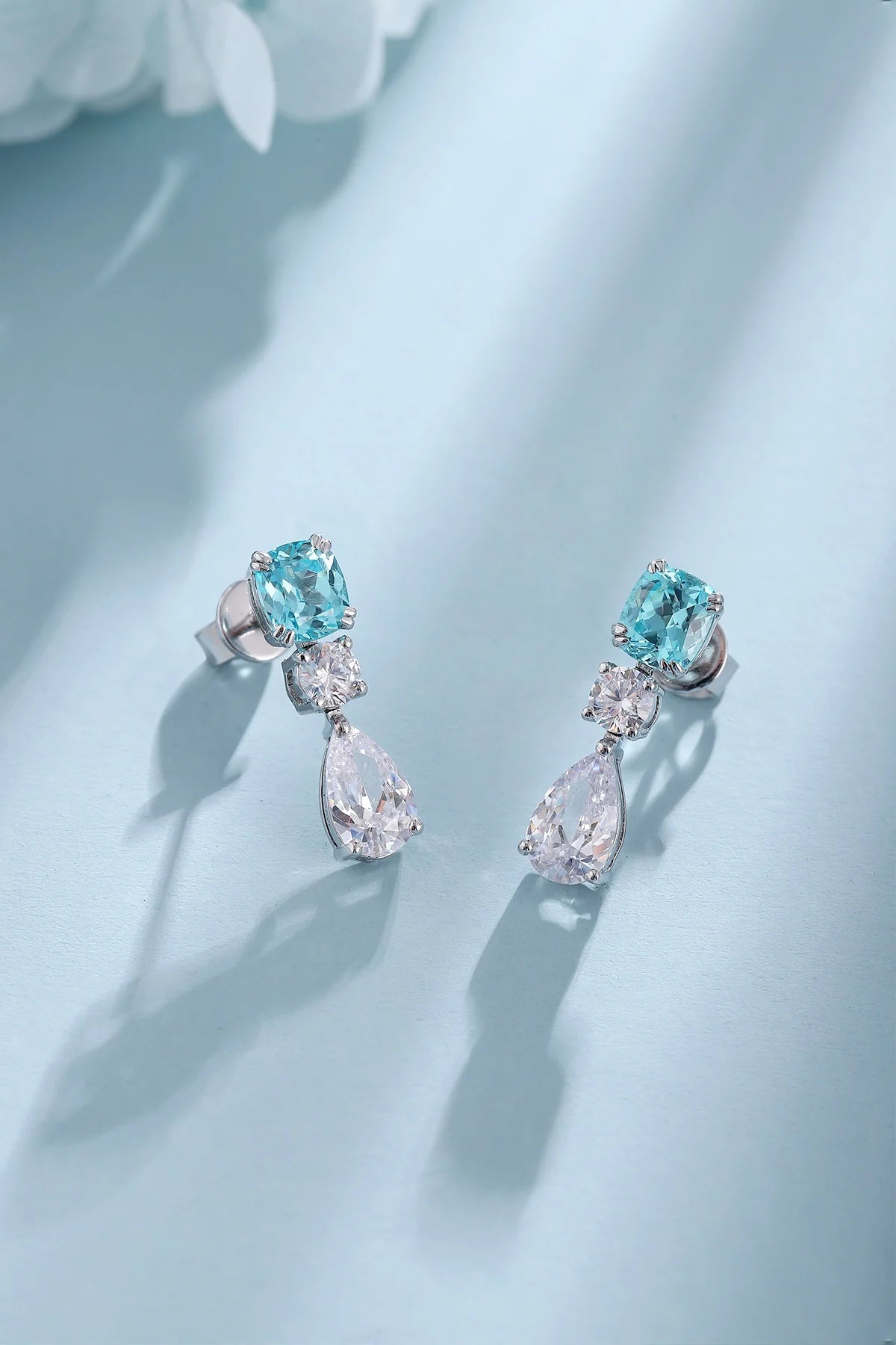 Gemfiori Anster High Quality S925 Lab Grown Paraiba Earring Stud Dainty Gemstone Stud Earrings for Women Daily Wear Gift