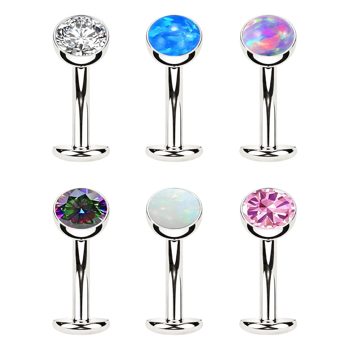 S&S Titanium Zircon & Opal Labret Stud – Collection