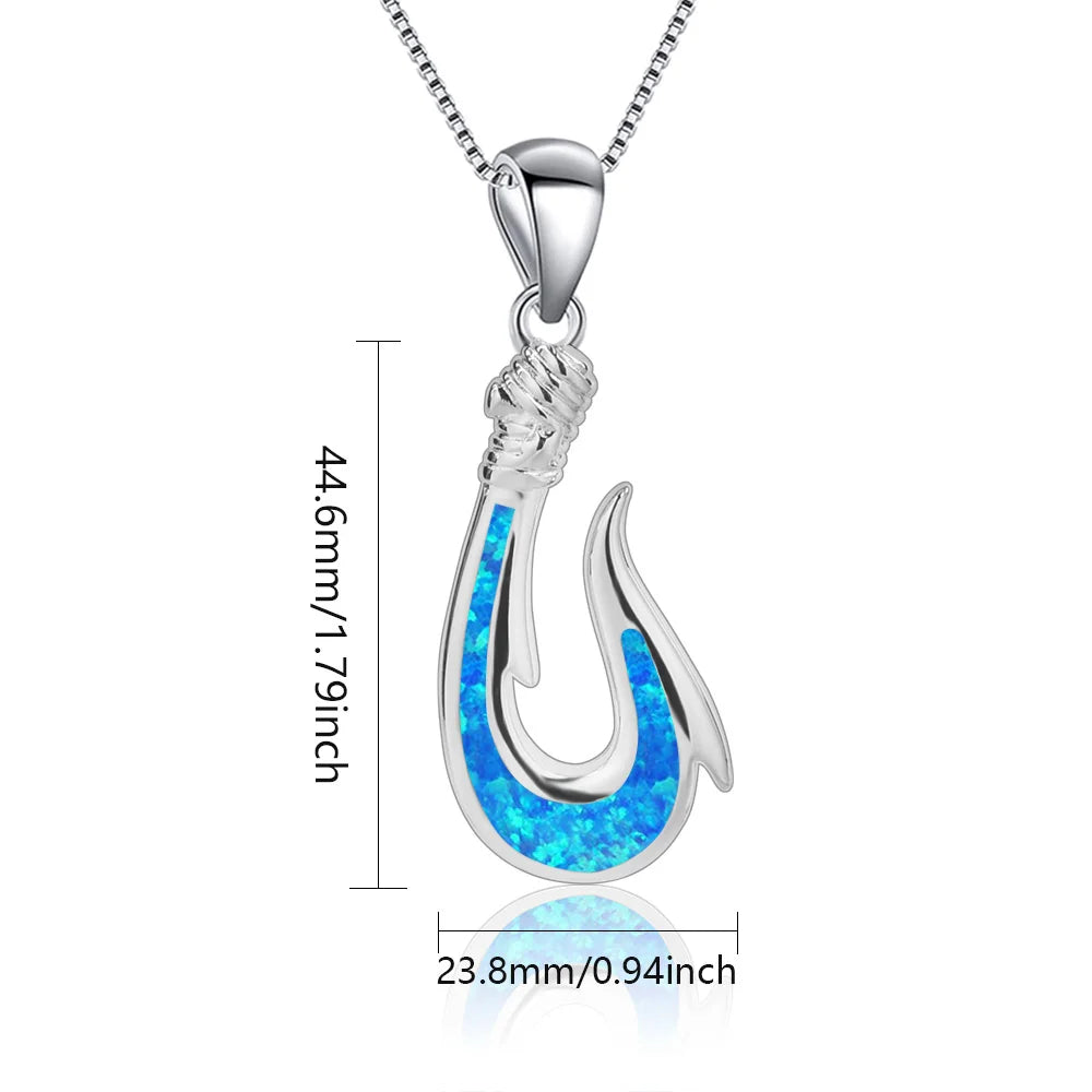 Aobao  Opal Necklace New  Opal Fish Hook Pendant Fashion Colored Gem Jewelry Wholesale