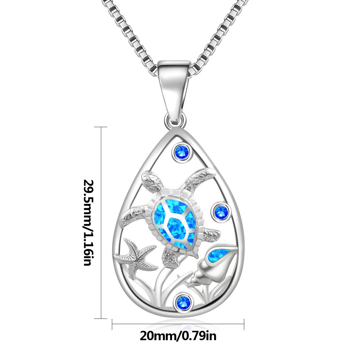 sea turtle Silver Plated Copper Alloy Opal Lariat Necklace for Women Aobao