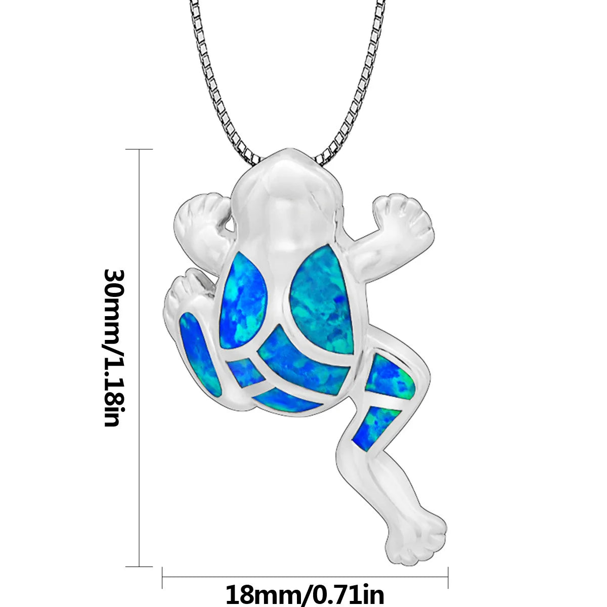 Vintage Inspired Blue Opal Frog Pendant Necklace Women's Elegant European Fashion Sweater Accessory