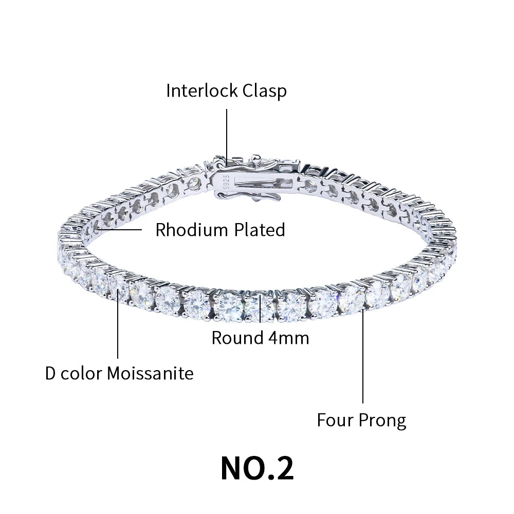 Wholesale Custom Women's Designer Gemstone Luxury 925  Silver Lab Grown Diamond Moissanite Cubic Zirconia Tennis Bracelet