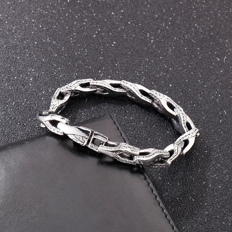 REBEL Fine Jewelry Fashion Bracelets Men Stainless Steel Trendy Links Bracelet Bangle