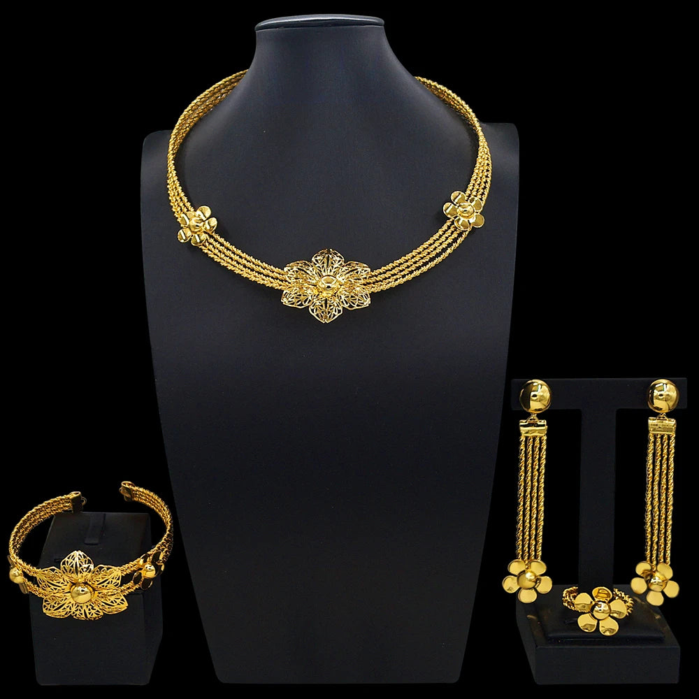 Zhuerrui Italiano Gold Designs Women Jewellery Set Party Fine Costume Jewelry Set Luxury Big Necklace Jewellery Sets X0006330