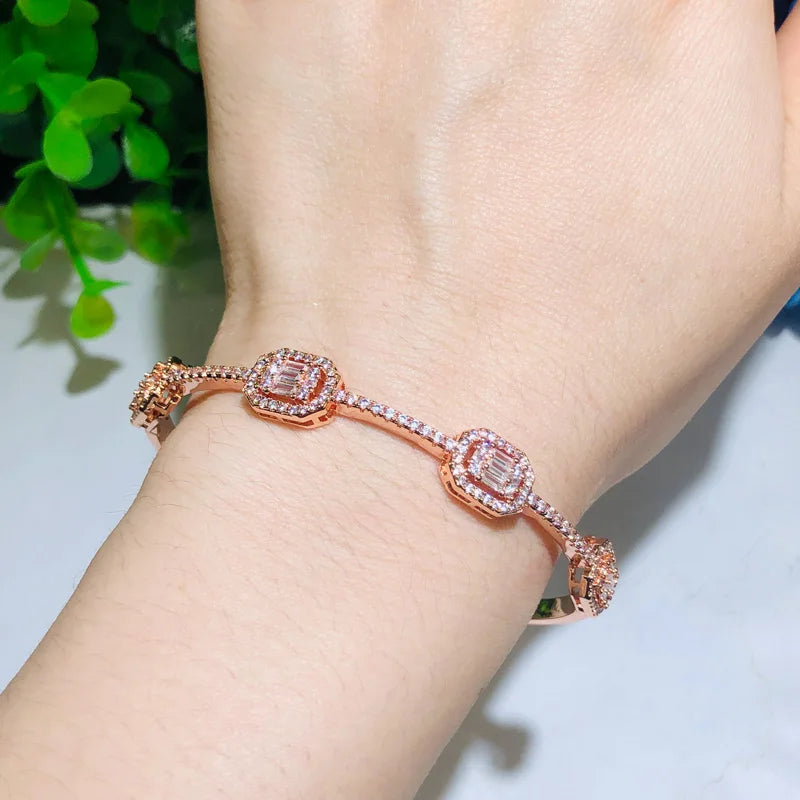 S&S CZ Baguette Statement Bangle – Stackable Cuff Bracelet – Collection